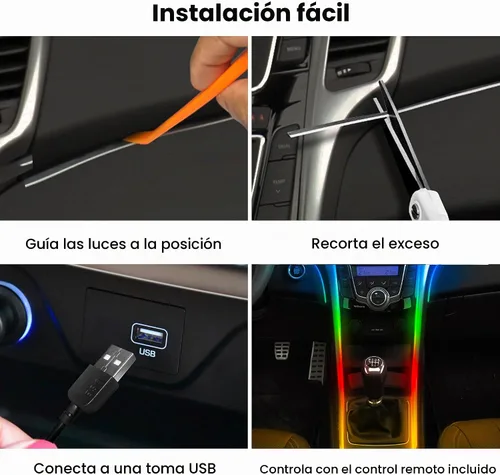 Vista 4 de Feit - Tira de luces LED eléctricas que cambian de color, regulable RGB USB con control remoto, 5 pies