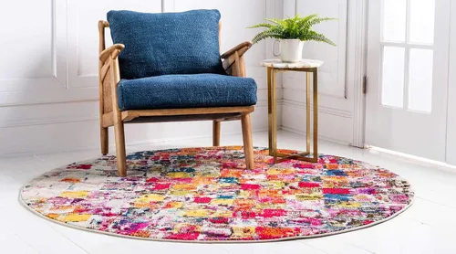 Vista 2 de Tapete Unique Loom colección Jardin para múltiples áreas, abstracta, vibrante, Polipropileno, Multi/Beige
