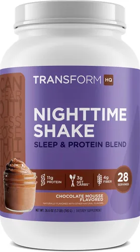 Vista 5 de TransformHQ Batido nocturno, Sleep + Protein Blend, 28 porciones, sabor a tarta de manzana y caramelo