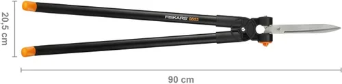 Vista 2 de Fiskars PowerLever 1001565 - Tijeras multifuncionales para setos y césped, alcance de hasta 8.2 ft, color negro/naranja