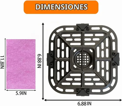Vista 7 de Bandeja para freidora de aire, 2.0 cuartos de galón, color negro, apta para lavavajillas