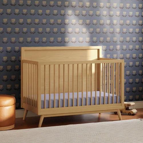 Vista 2 de Babyletto Palma - Cuna convertible 4 en 1 con kit de conversión de cama para niños pequeños en miel, certificado Greenguard Gold GREENGUARD
