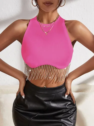 Vista 5 de Milumia Camiseta corta sin mangas con cuello redondo y cremallera en la espalda para mujer