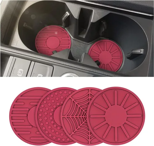 Vista 9 de Paquete de 4 posavasos para automóvil para portavasos, 2.68 pulgadas, inserto de copa de silicona antideslizante para automóvil, alfombrillas