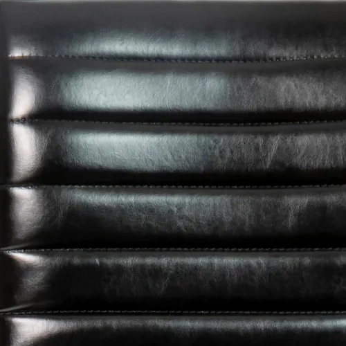 Vista 11 de Flash Furniture - Silla de oficina, vinilo negro, estructura negra, sin reposabrazos, asiento y respaldo acanalados, diseño de respaldo bajo