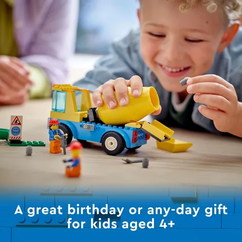 Vista 6 de LEGO City Great Vehicles 60325 - Camión mezclador de cemento para niños en edad preescolar, niños y niñas a partir de 4 años (85 piezas)