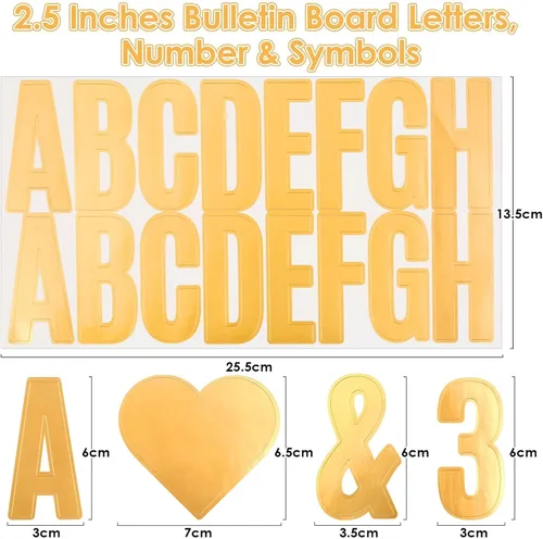 Vista 5 de Calcomanías de letras doradas de 2.5 pulgadas, 600 piezas, 36 hojas, juego de letras del alfabeto, calcomanías autoadhesivas del alfabeto para Oro