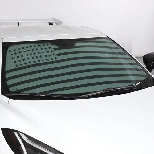Vista 3 de Daeiclru Parasol para parabrisas de automóvil compatible con Chevrolet Corvette C8 2020-2023, reflector de rayos UV plegable para automóvil, parasol