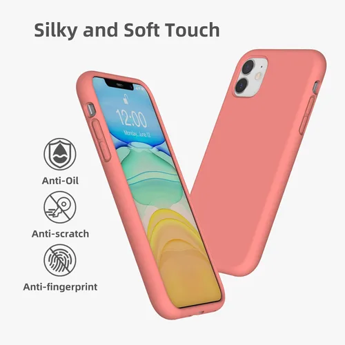 Vista 6 de Funda de silicona líquida compatible con iPhone 11, color coral [Protección contra caídas] [Resistente a los arañazos, a prueba de golpes]