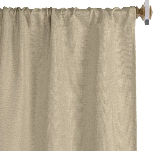 Vista 2 de Superior Cortinas semiopacas, diseño clásico de lino, 26 x 84 pulgadas, cabecera con bolsillo para barra, cortinas de bloqueo solar y oscurecimiento