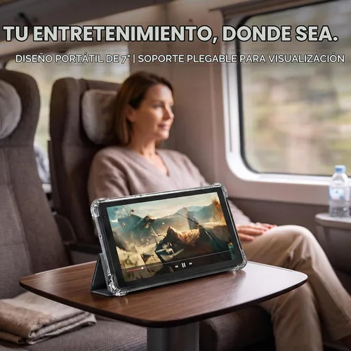 Vista 7 de Tablet de 7 pulgadas, Tablet Android con Estuche, 2GB+32GB+1TB (Expandible), Quad-Core, BT, Wi-Fi, Educativa, Música, Cámara Dual Negro