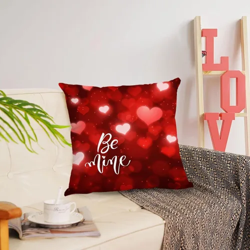 Vista 5 de YeeJu Juego de 4 fundas de almohada de 12 x 12 pulgadas con diseño de gnomo de corazón rojo con texto en inglés «Happy Valentines Day», fundas