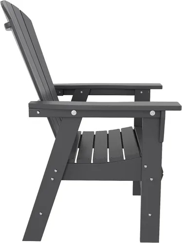 Vista 7 de WO - Juego de 7 sillas de comedor Adirondack para exteriores, muebles estéticos retro para exteriores, comedor, hogar, balcón, terraza, césped, Gris