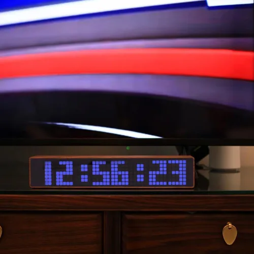 Vista 4 de Adventurers Relojes despertadores digitales para dormitorios, relojes de nogal negro para sala de estar con números grandes, brillo automático