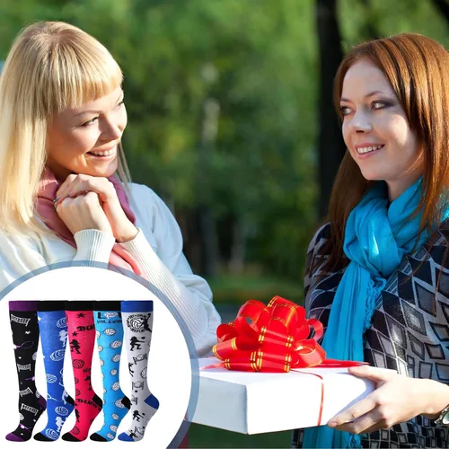 Vista 4 de 5 pares de calcetines novedosos de voleibol, fútbol, sóftbol para mujeres y hombres, divertidos calcetines deportivos de serie alta, regalos