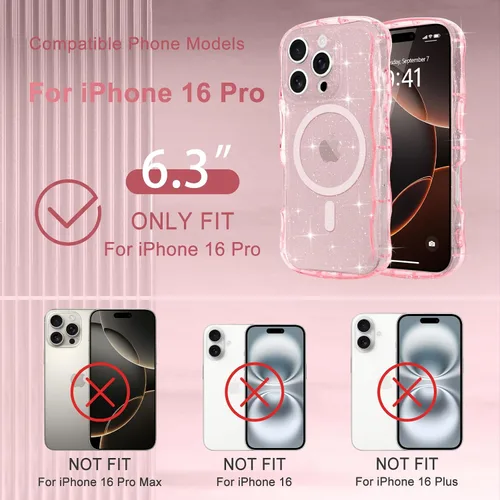 Vista 297 de Pepmune Funda magnética para iPhone 17 Pro Max, color rosa