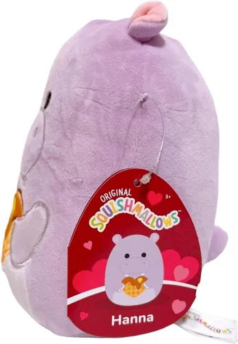 Vista 2 de Squishmallows Juguete de peluche de 2024 de San Valentín de 8 pulgadas (Hanna el hipopótamo con gofre)