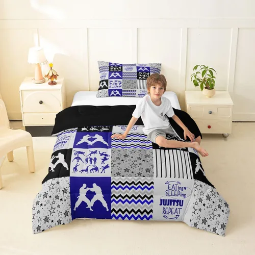 Vista 57 de Erosebridal Softball Comforter Set Patchwork Buffalo Plaid Twin Bedding Sets for Girls Kids Teens Child Galaxy Stars Ball Game Baseball Comforter