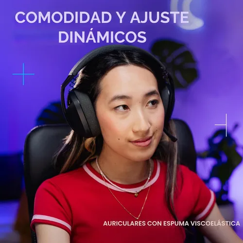 Vista 2 de Logitech G321 Lightspeed - Auriculares inalámbricos Bluetooth para juegos, comodidad y ajuste dinámicos, micrófono Boom de 16 kHz, más de 20 horas