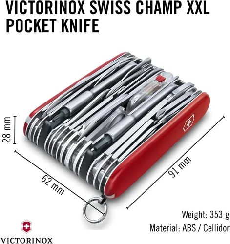 Vista 3 de Victorinox Swiss Champ XXL - Cuchillo de bolsillo grande, 73 funciones, color rojo
