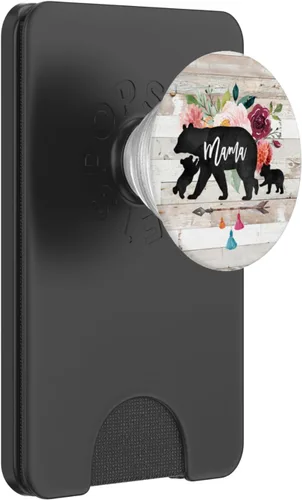 Vista 7 de Mama Bear Two Baby Cub Twins Rustic Barn Wood Boho Arrow - PopSockets Grip and Stand for Phones and Tablets, Negro