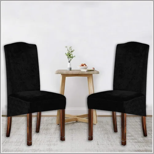 Vista 5 de Fundas de terciopelo para sillas de comedor XL de felpa, fundas elásticas para sillas altas, fundas protectoras de elastano con banda elástica
