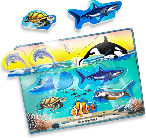 Vista 9 de Big Discoveries Rompecabezas de madera – Rompecabezas de madera de animales para niños pequeños de 2 años en adelante Rompecabezas de aprendizaje