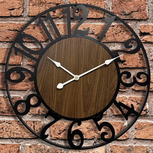 Vista 11 de Reloj de pared grande para exteriores, silencioso sin tictac, funciona con pilas, reloj de pared de metal moderno negro para patio, porche, área