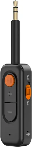 Vista 9 de Receptor transmisor de audio Bluetooth 5.4 con baja latencia, adaptador AUX Bluetooth de coche de 0.138 in con micrófono integrado para llamadas