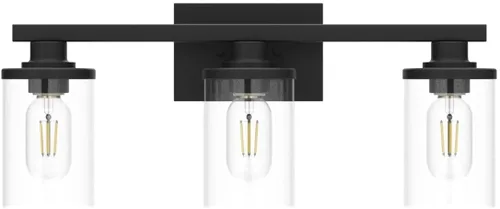 Vista 4 de 3 Luces Negras para Tocador de Baño con Pantalla de Vidrio Transparente, Apliques de Pared Modernos de Iluminación para Baño Sobre Espejo