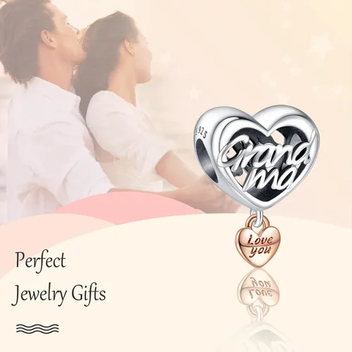 Vista 3 de Annmors Dijes familiares de joyería para mujer, plata de ley 925, cuentas colgantes con circonita cúbica, cuentas de joyería de bricolaje, regalos