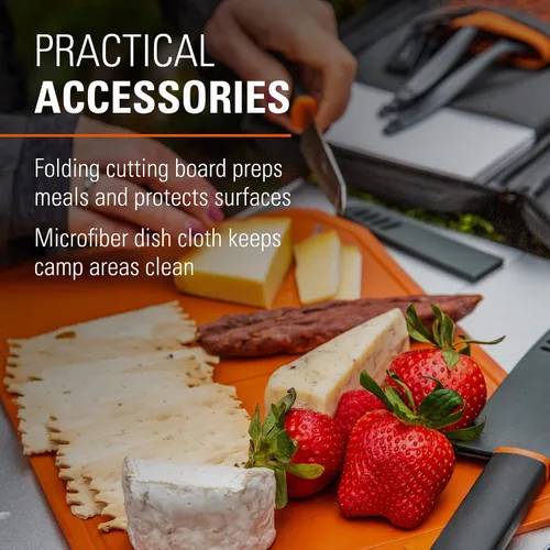 Vista 5 de GSI Outdoors Santoku - Juego de cuchillos de chef compacto de 6 piezas con tabla de cortar, fundas, botella de jabón y estuche de viaje