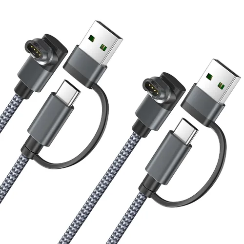 Vista 13 de Itramax - Cable de carga 2 en 1 para Garmin Watch de 4 pies, cable de alimentación de carga para Garmin Fenix 8 E 7 7X 7S 6 5 5X 5S Solar