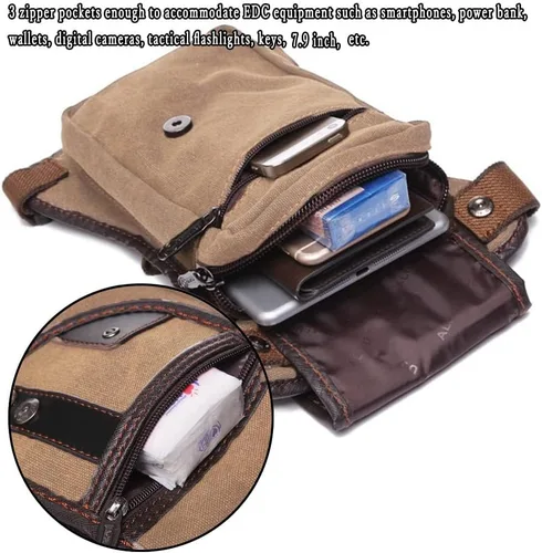 Vista 25 de Riñonera táctica al aire libre para hombres y mujeres, bolsa multifuncional para el muslo para motocicleta, bicicleta, senderismo, viajes, pesca