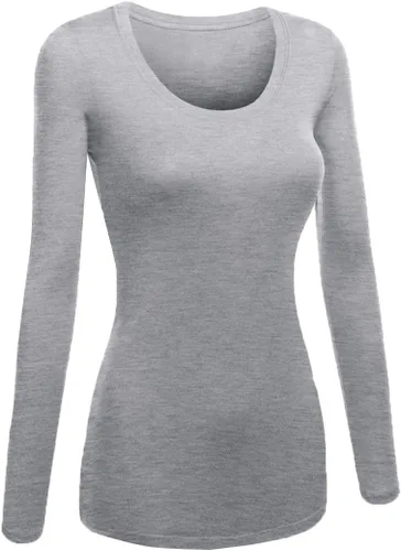 Vista 4 de Emmalise - Camiseta de manga larga para mujer, talla junior y grande, cuello rendondo básico