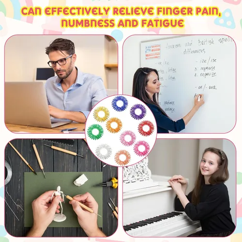 Vista 6 de Nuogo 500 anillos de acupresión para dedos sensoriales con pinchos, para aliviar el estrés, juguetes sensoriales para adolescentes y adultos, masaje