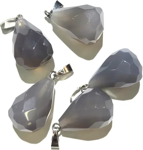 Vista 6 de LE SKY 12 colgantes de piedra natural, forma de gota de agua grasa, piedra de ágata de cristal reiki facetada para hacer joyas y collares, Piedra