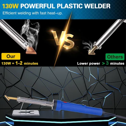 Vista 2 de Kit de Soldador de Plástico de 130W Deluxe, Kit de Soldador de Hierro de Soldadura de Plástico 3-en-1, Herramienta Profesional de Reparación