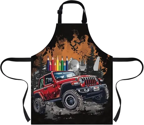 Vista 24 de Cozeyat Delantales de cocina para niños y niñas, delantales de pintura con bolsillos, delantales ligeros con correa ajustable