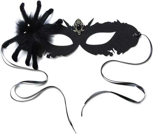 Vista 3 de Aiosy Máscaras faciales con diamantes de imitación, color negro, brillante, para carnaval, Mardi Gras, para Halloween, Navidad, cosplay, fiesta