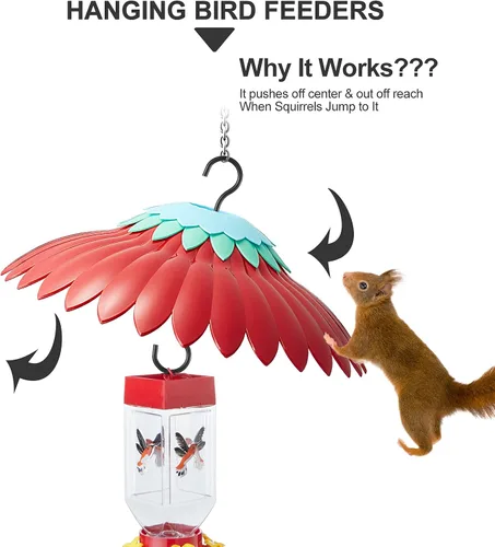 Vista 4 de Beserie Comedero para Pájaros Protector Meteorológico Cubierta de Cúpula Roja Protección contra Lluvia para Comederos de Colibríes con Foso
