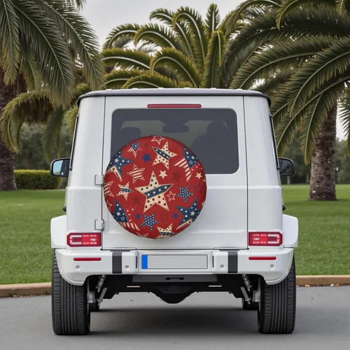 Vista 2 de Spare Tire Cover Vintage American Flag for Rv Trailer American Stars Red