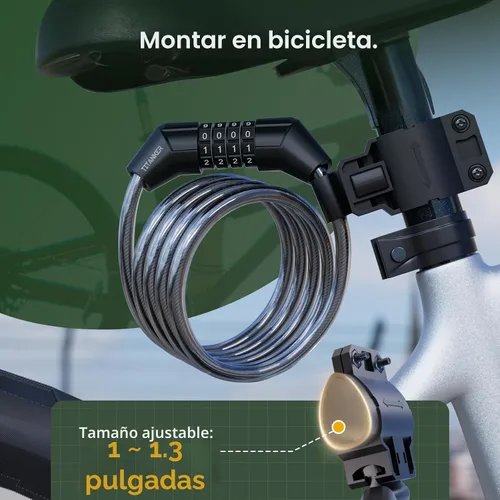 Vista 7 de Titanker Cable de bloqueo de bicicleta, bloqueo de cable de bicicleta de 4 pies, bloqueo de bicicleta autoenrollable básico para niños, combinación