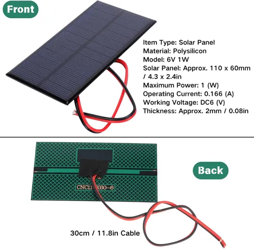 Vista 2 de 3 unids mini panel solar DC 6V polisilicio módulo cargador solar DIY sistema kits con cable de 11.8 in