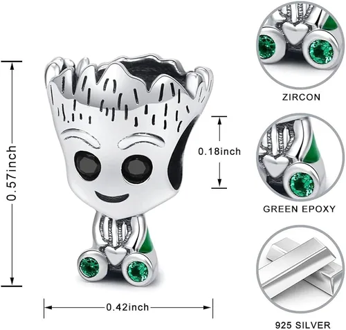 Vista 5 de Colgante de plata de ley 925 para Pandora y pulseras o collares similares bonito dibujo animado Plata esterlina No es una piedra preciosa