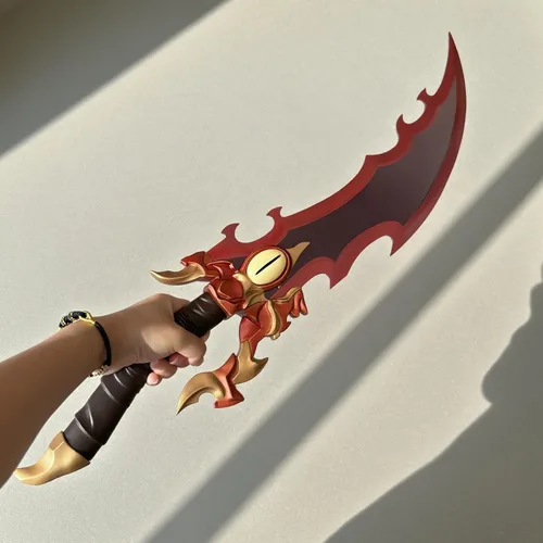 Vista 4 de Espada de Baran de metal de 24.8 pulgadas con soporte de exhibición para colección, versión Cosplay-Eye