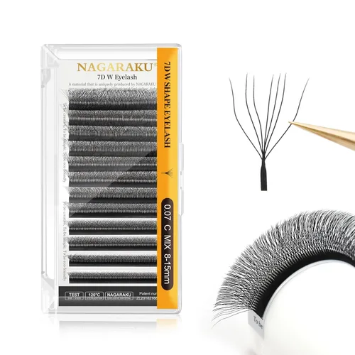 Vista 167 de NAGARAKU Extensiones de pestañas prefabricadas en abanico 3D W 0.05 C 0.315 0.05-C 3D W
