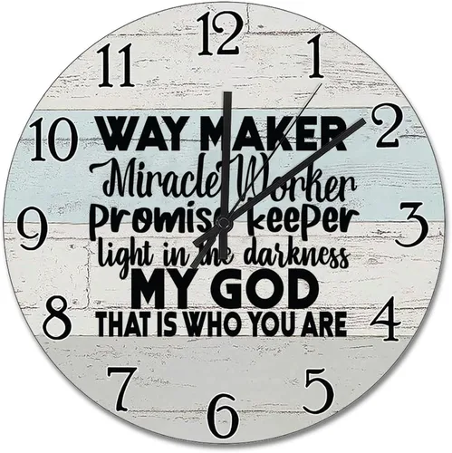 Vista 33 de Reloj de pared con versículo bíblico, con cita religiosa, reloj de madera, texto inspirador cristiano, reloj de madera rústico personalizado