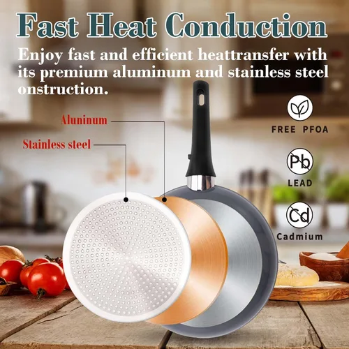 Vista 4 de ARC Advanced Royal Champion Sartén antiadherente, sin PFOA, sartén con tapa, sartén antiadherente para lavavajillas y horno, apta para todas