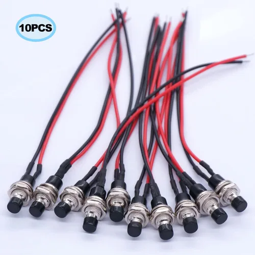 Vista 6 de Twidec/10UNIDADES 3V-6V-12V-24V-250V Interruptor de botón momentáneo de 2 pines SPST ENCENDIDO/APAGADO 7mm Negro 1A Mini interruptor de botón
